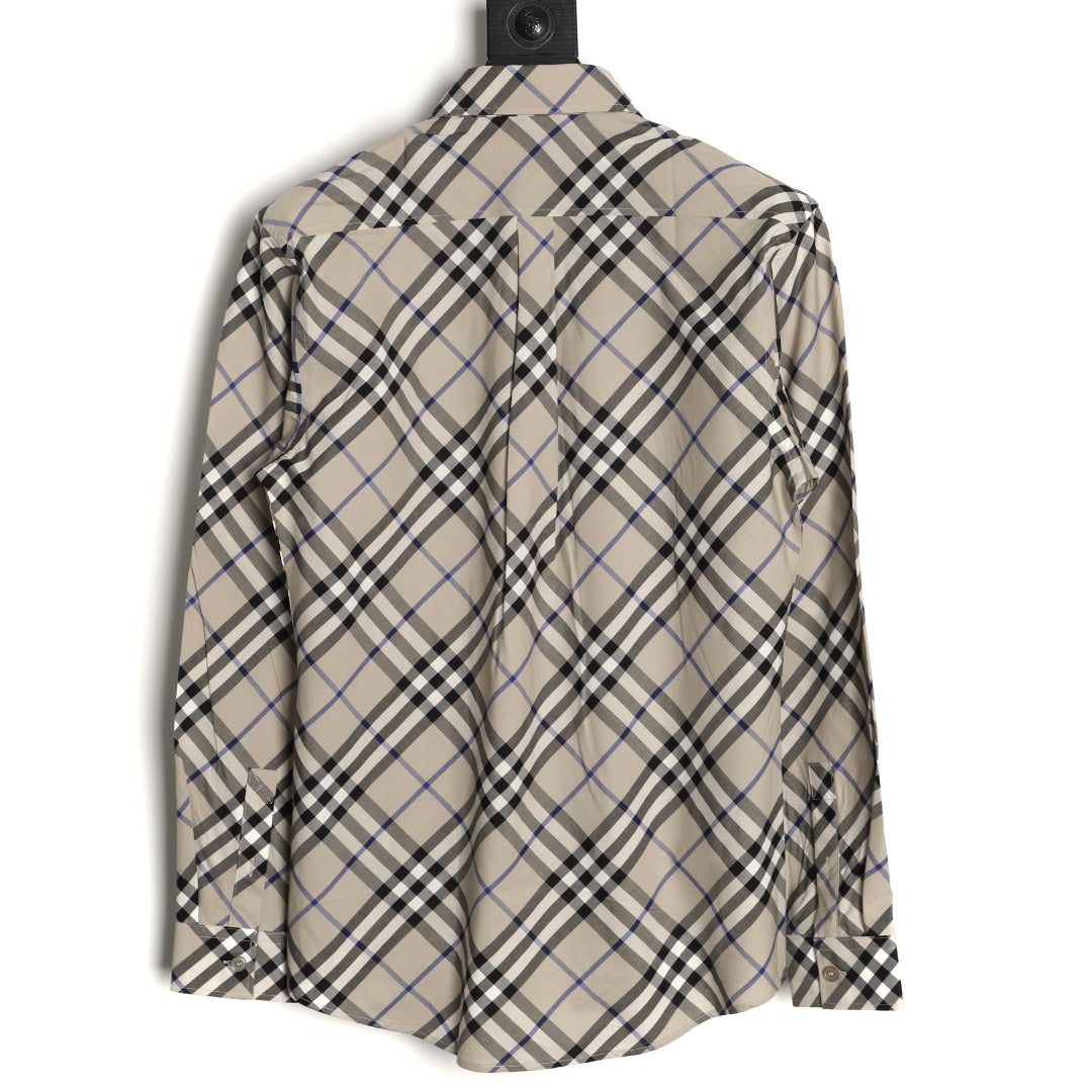 Burberry Diagonal Check Cotton Long-Sleeve Shirt