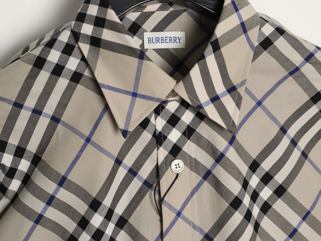 Burberry Diagonal Check Cotton Long-Sleeve Shirt