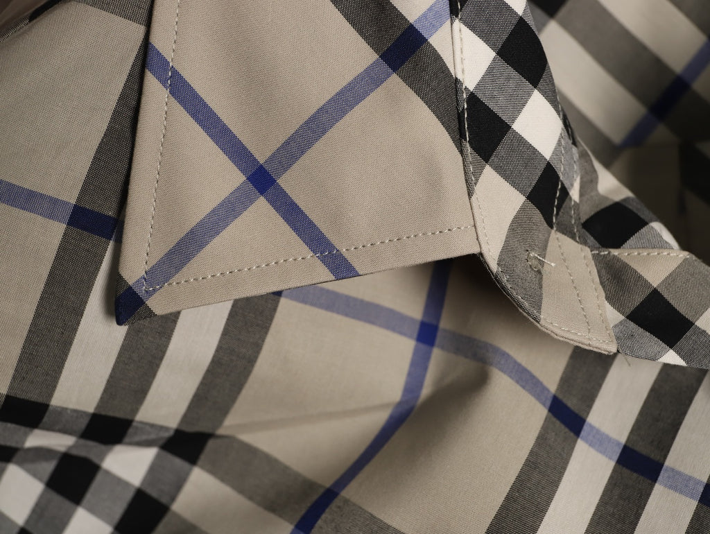 Burberry Diagonal Check Cotton Long-Sleeve Shirt