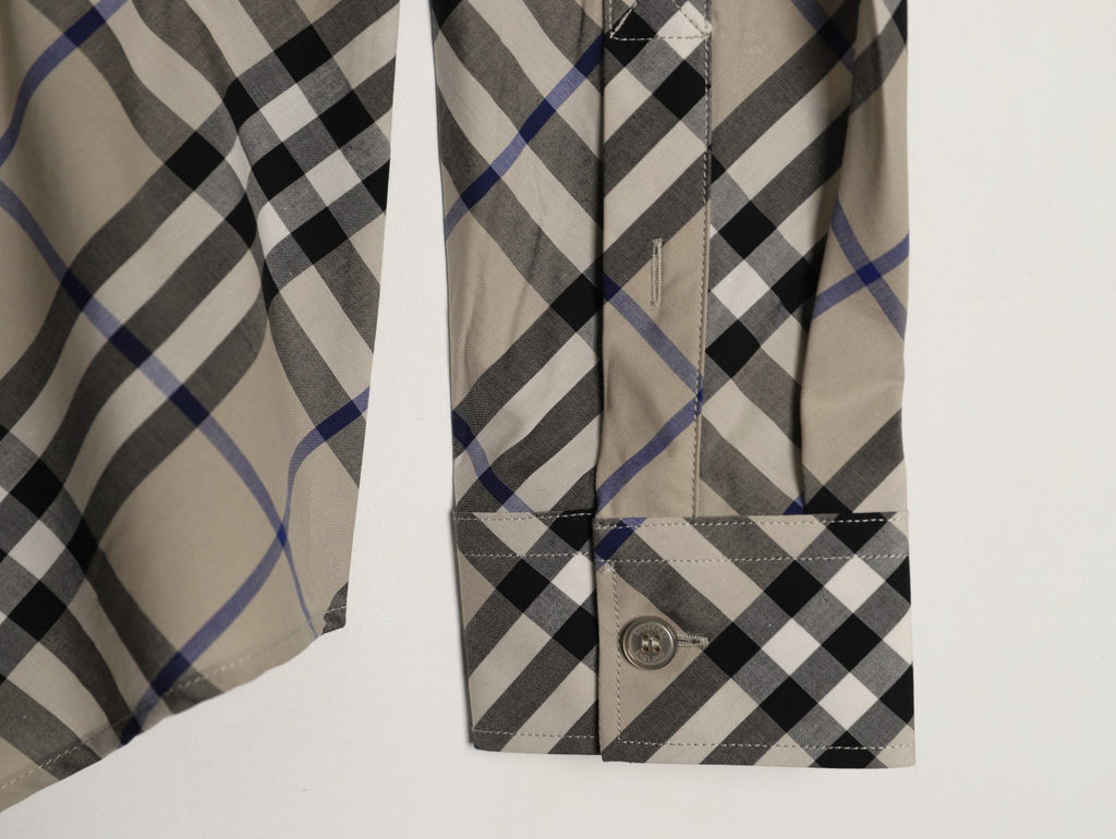 Burberry Diagonal Check Cotton Long-Sleeve Shirt