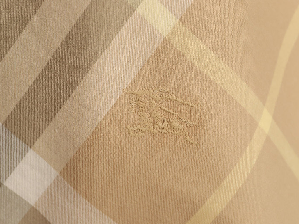 Burberry Sand Beige Diagonal Check Cotton Long-Sleeve Shirt