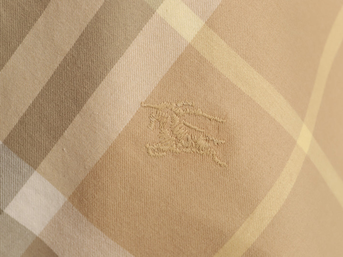 Burberry Sand Beige Diagonal Check Cotton Long-Sleeve Shirt