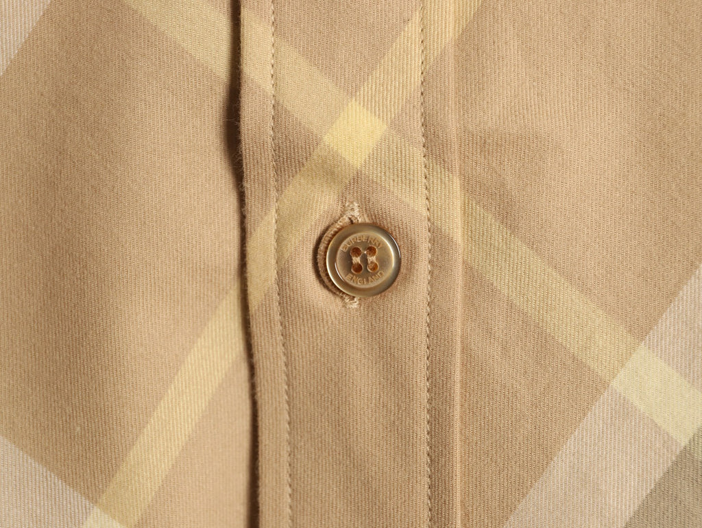 Burberry Sand Beige Diagonal Check Cotton Long-Sleeve Shirt