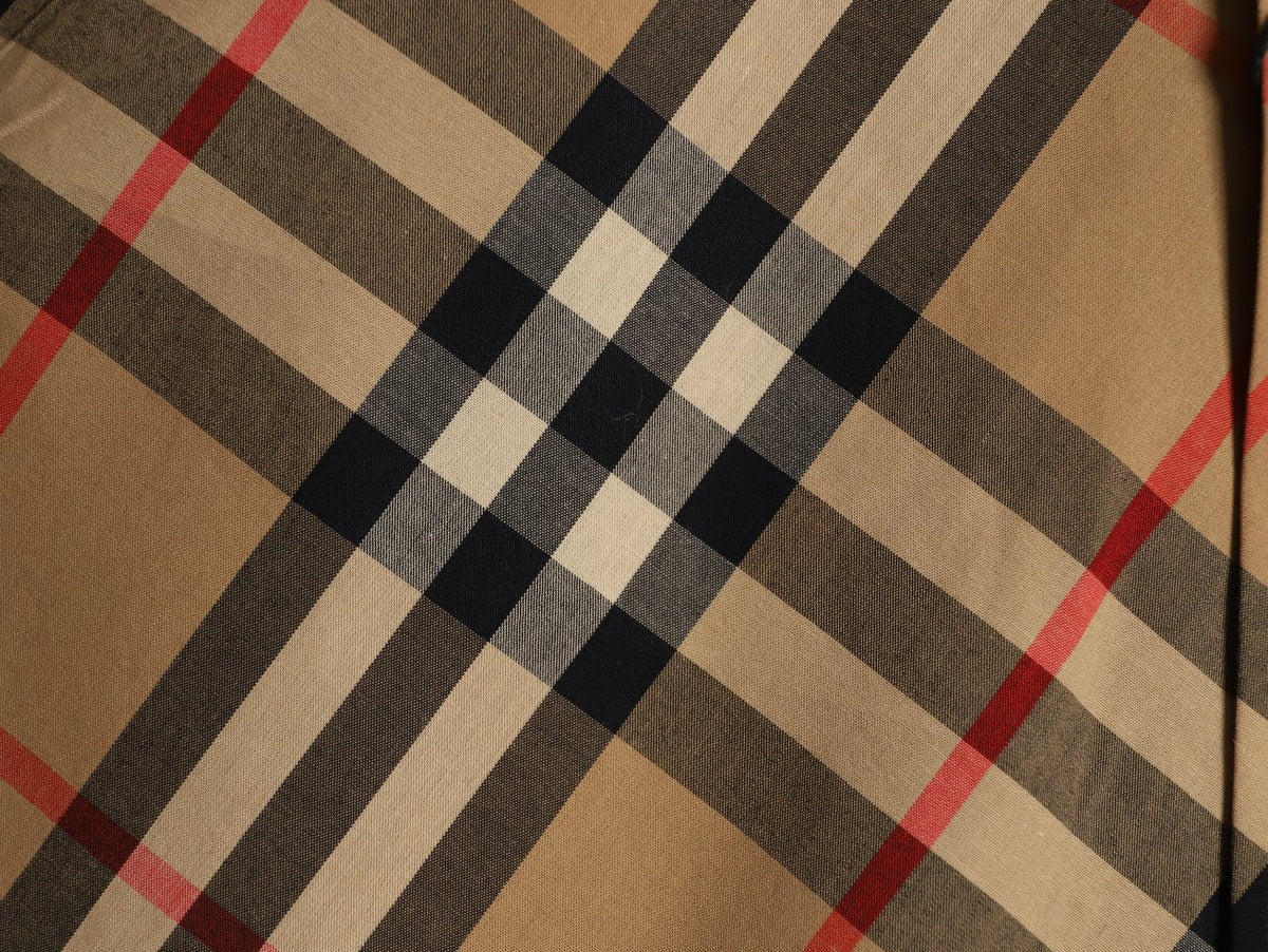 Burberry Warm Tan Diagonal Check Cotton Long-Sleeve Shirt