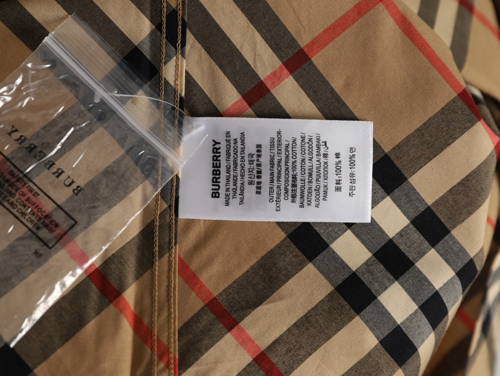 Burberry Warm Tan Diagonal Check Cotton Long-Sleeve Shirt