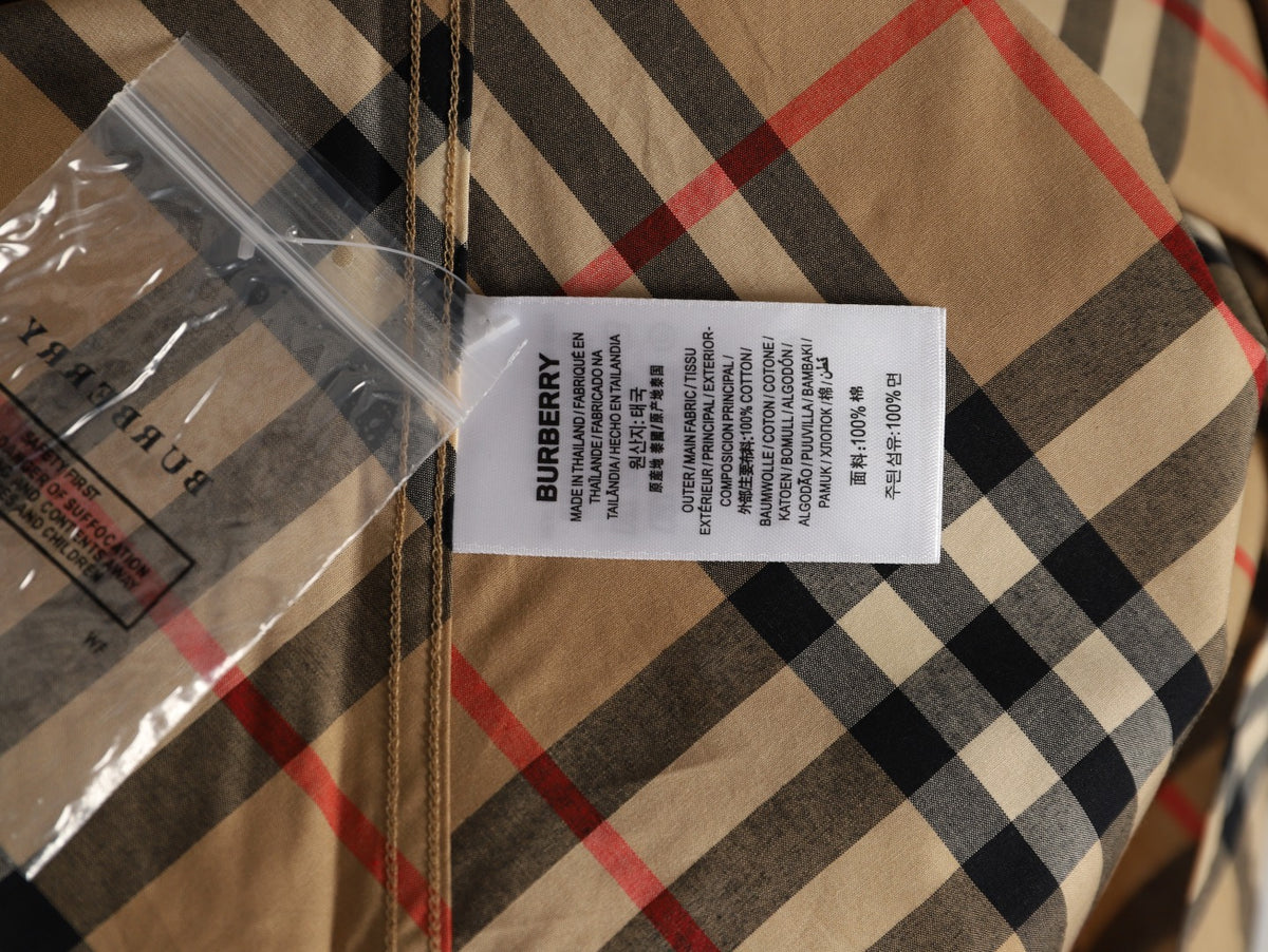 Burberry Warm Tan Diagonal Check Cotton Long-Sleeve Shirt
