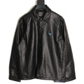 Prada Triangle Logo Black Leather Single-Breasted Jacket