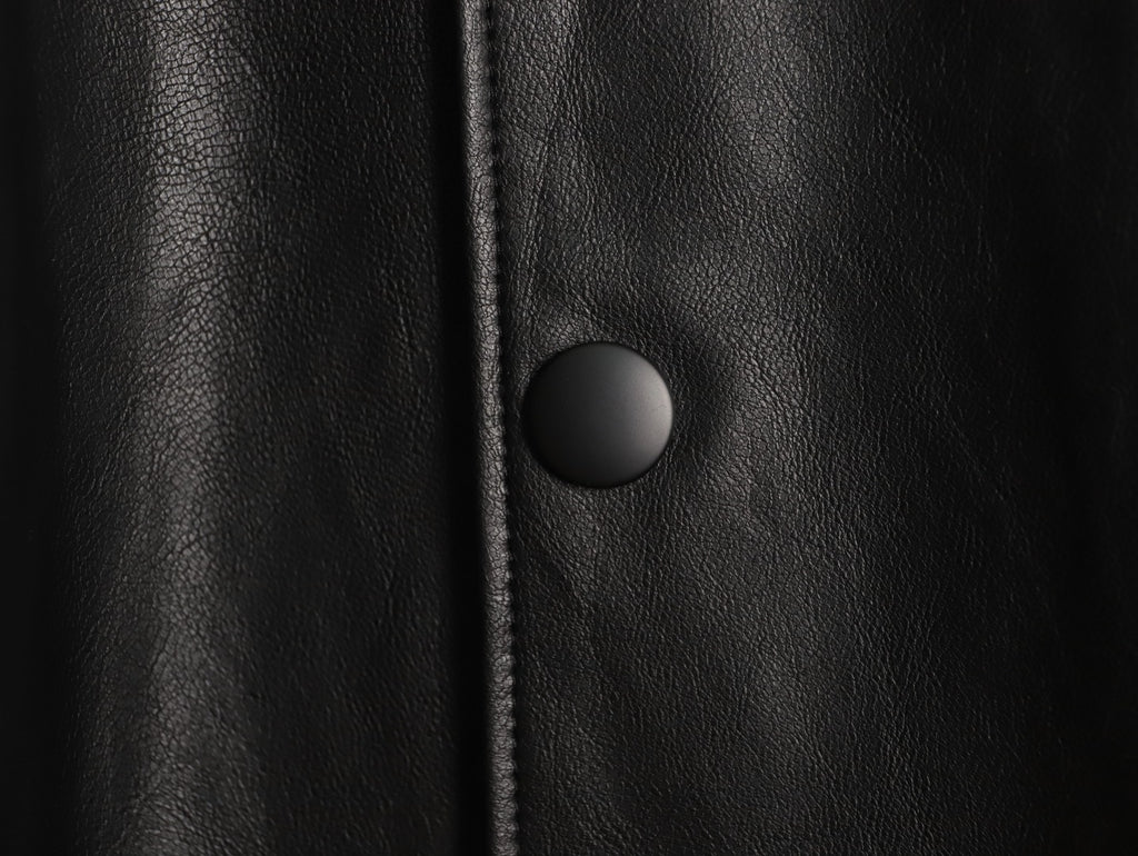 Prada Triangle Logo Black Leather Single-Breasted Jacket