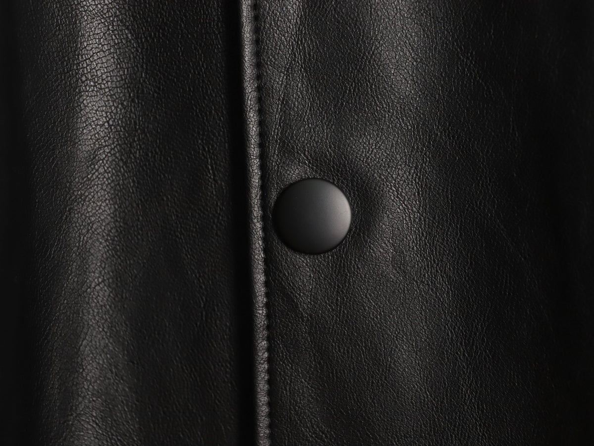 Prada Triangle Logo Black Leather Single-Breasted Jacket