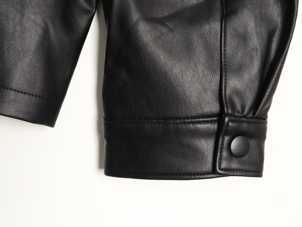 Prada Triangle Logo Black Leather Single-Breasted Jacket