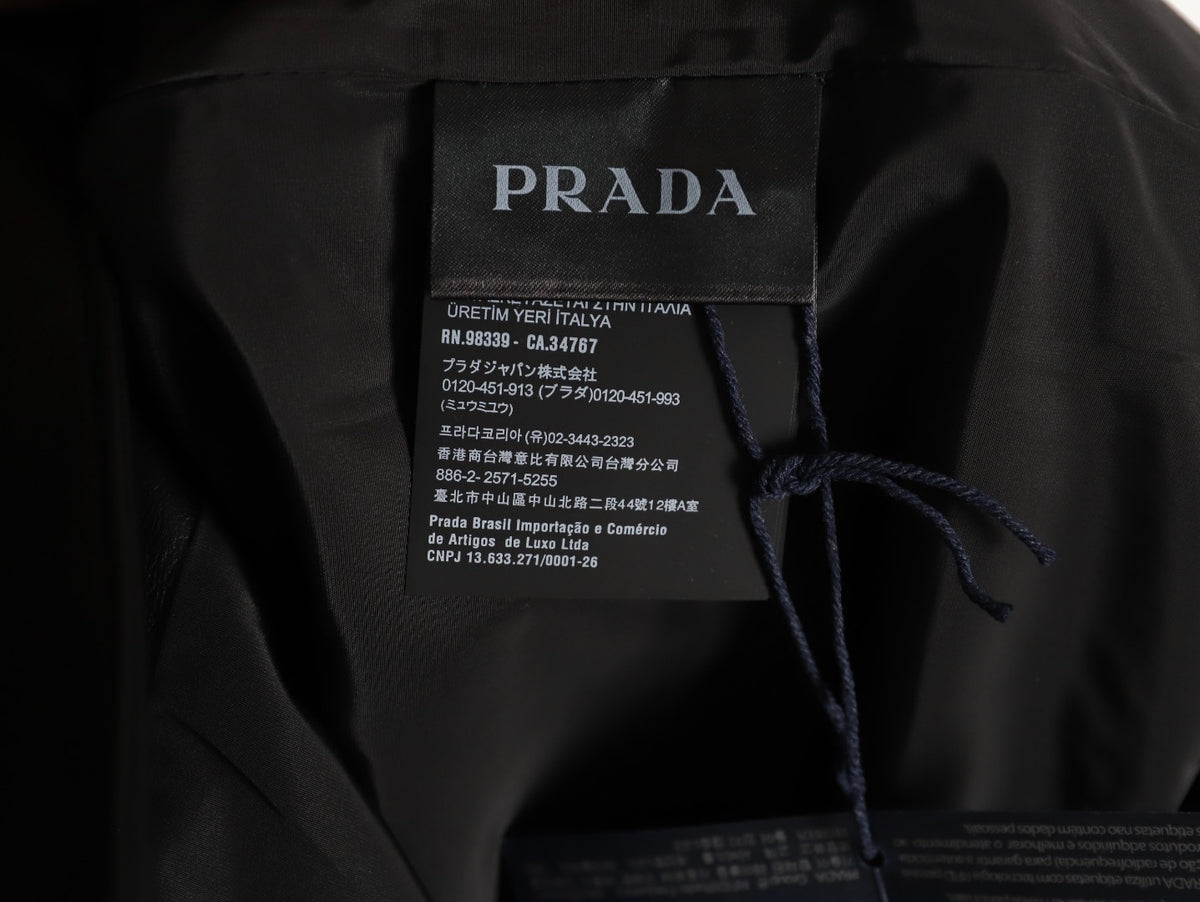 Prada Triangle Logo Black Leather Single-Breasted Jacket