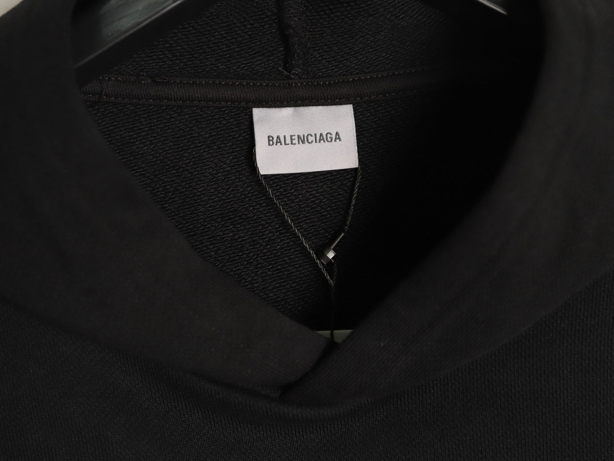 Balenciaga Black BLCG Layered Tape-Effect Hoodie