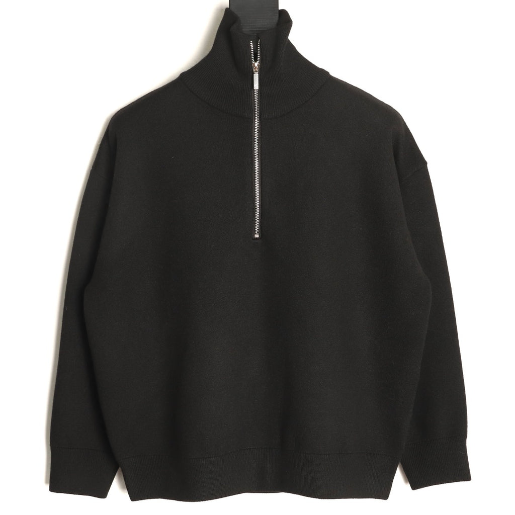 Chanel Double C Half-Zip Mock-Neck Knit Sweater