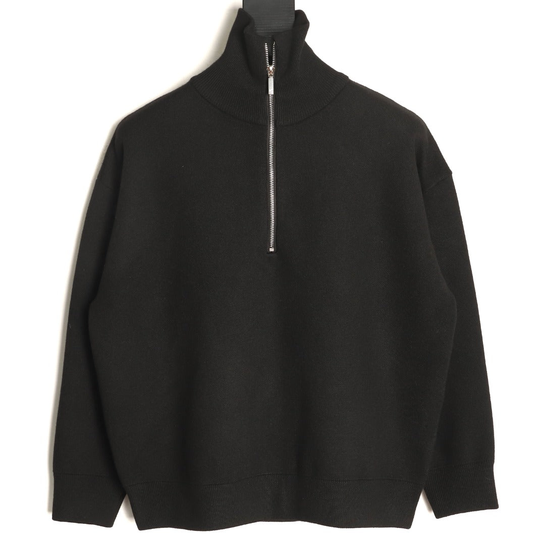 Chanel Double C Half-Zip Mock-Neck Knit Sweater