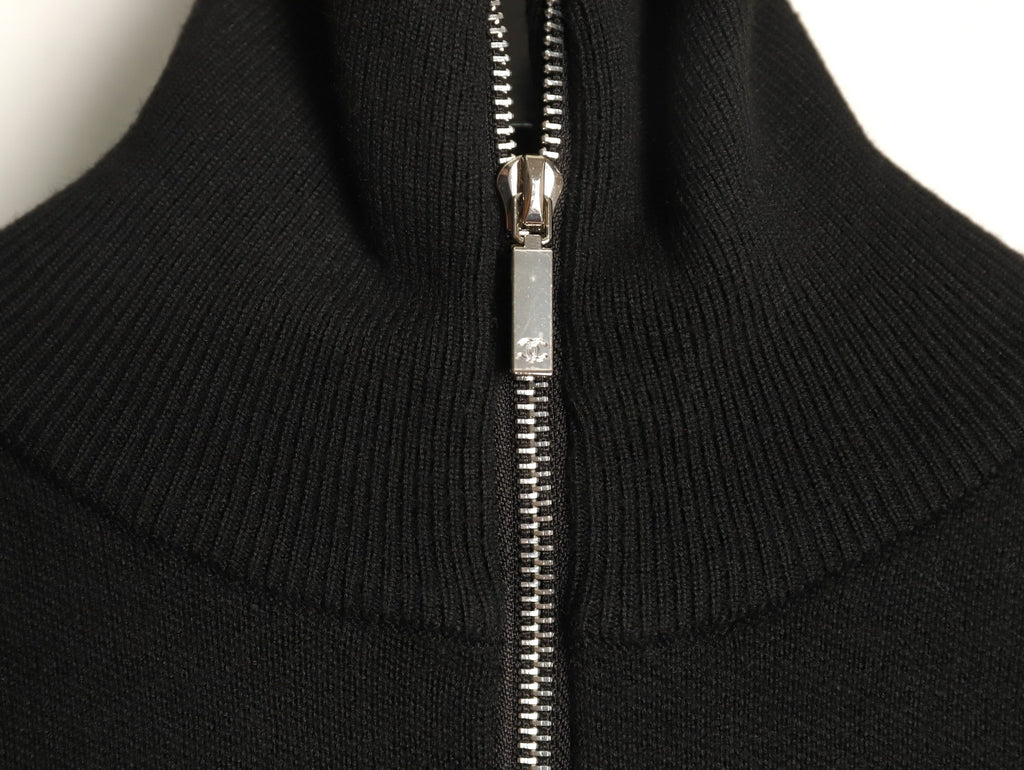 Chanel Double C Half-Zip Mock-Neck Knit Sweater