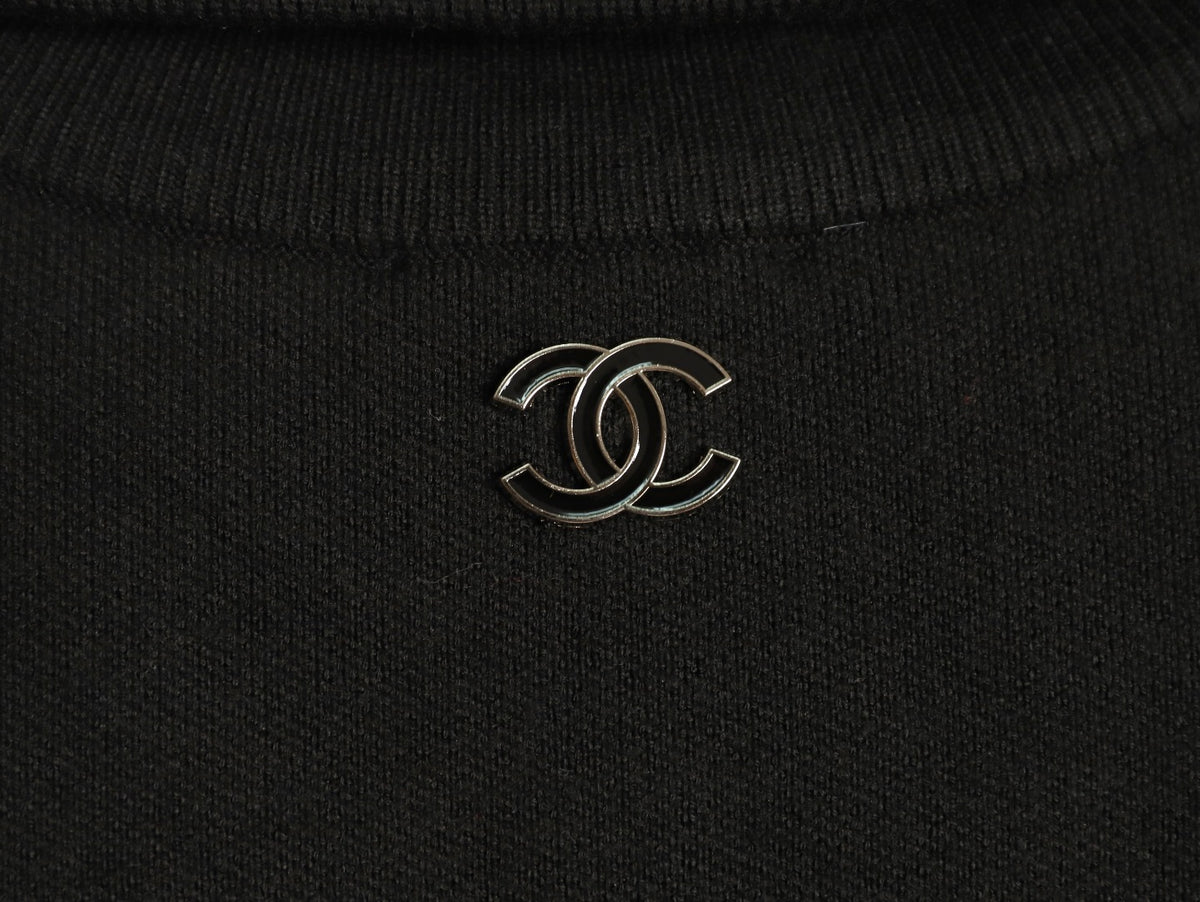 Chanel Double C Half-Zip Mock-Neck Knit Sweater
