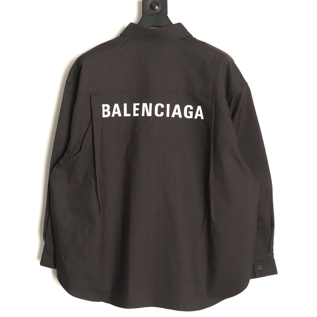 Balenciaga Black Back Logo Oversized Shirt Jacket