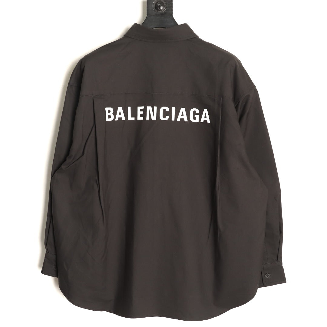 Balenciaga Black Back Logo Oversized Shirt Jacket