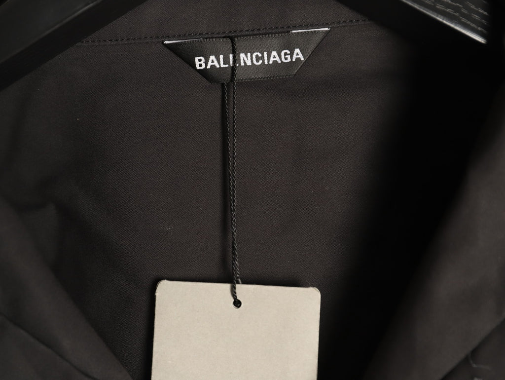 Balenciaga Black Back Logo Oversized Shirt Jacket