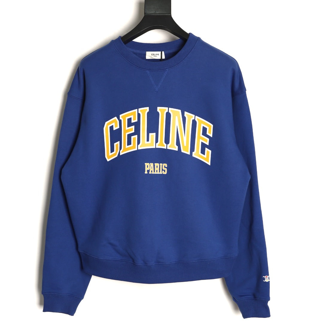 Celine Blue Two-Tone Arched Logo Crewneck Sweatshirt