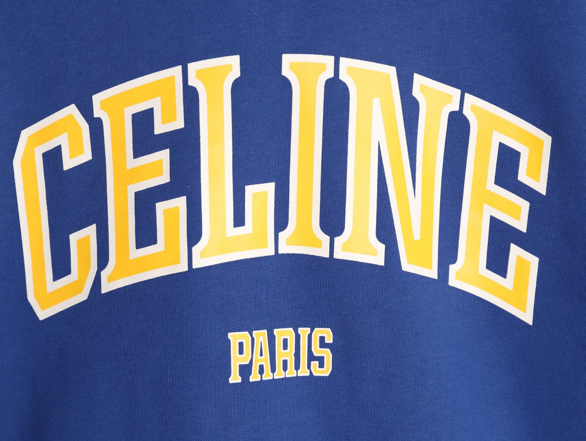 Celine Blue Two-Tone Arched Logo Crewneck Sweatshirt