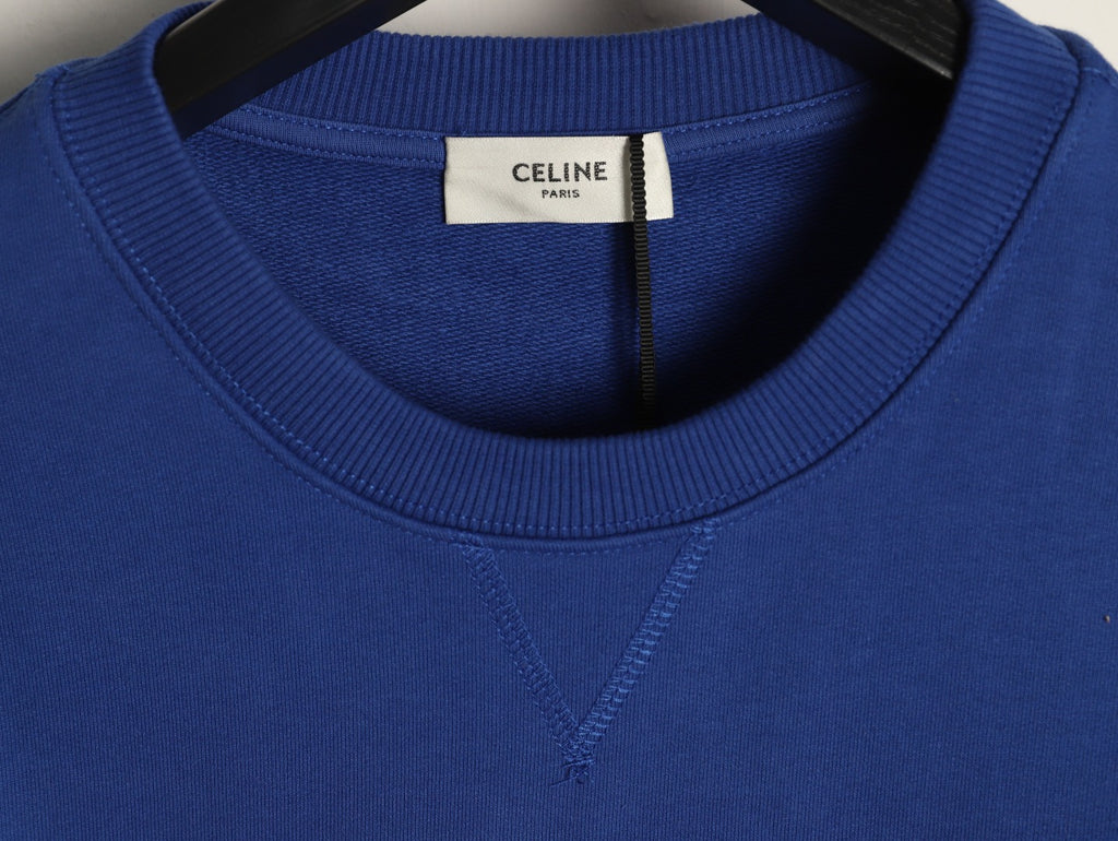 Celine Blue Two-Tone Arched Logo Crewneck Sweatshirt