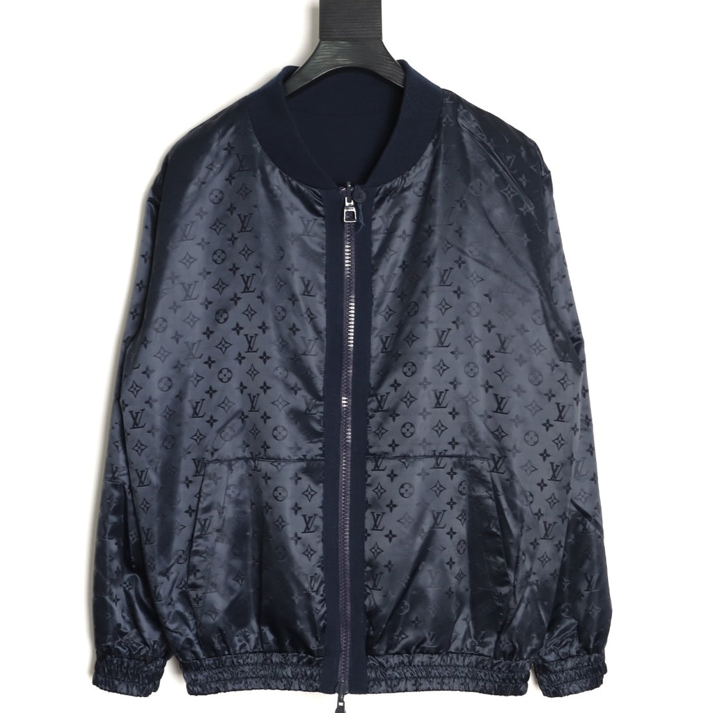 Louis Vuitton LV Tricolor Monogram Reversible Navy Bomber Jacket