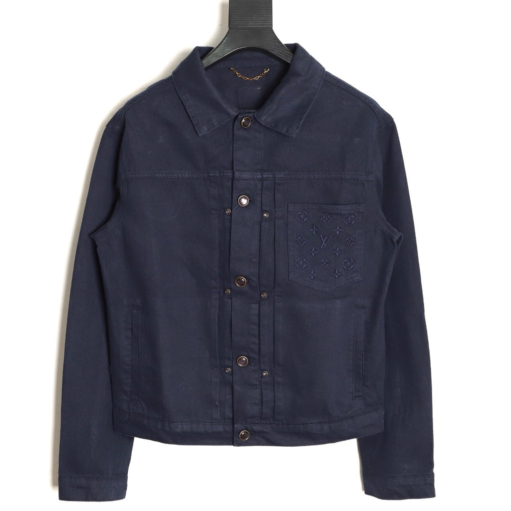 Louis Vuitton LV Embossed Pocket Dark Indigo Denim Trucker Jacket