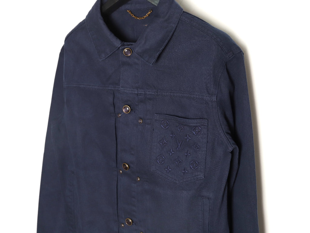 Louis Vuitton LV Embossed Pocket Dark Indigo Denim Trucker Jacket