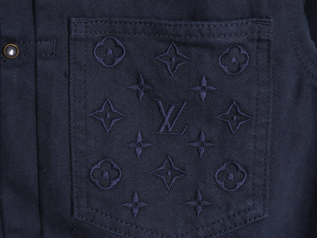 Louis Vuitton LV Embossed Pocket Dark Indigo Denim Trucker Jacket