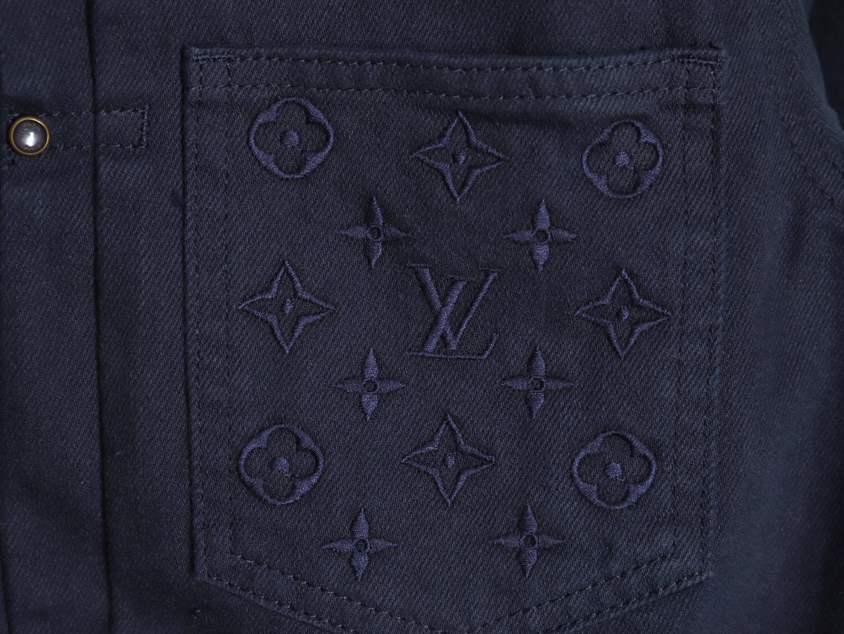 Louis Vuitton LV Embossed Pocket Dark Indigo Denim Trucker Jacket