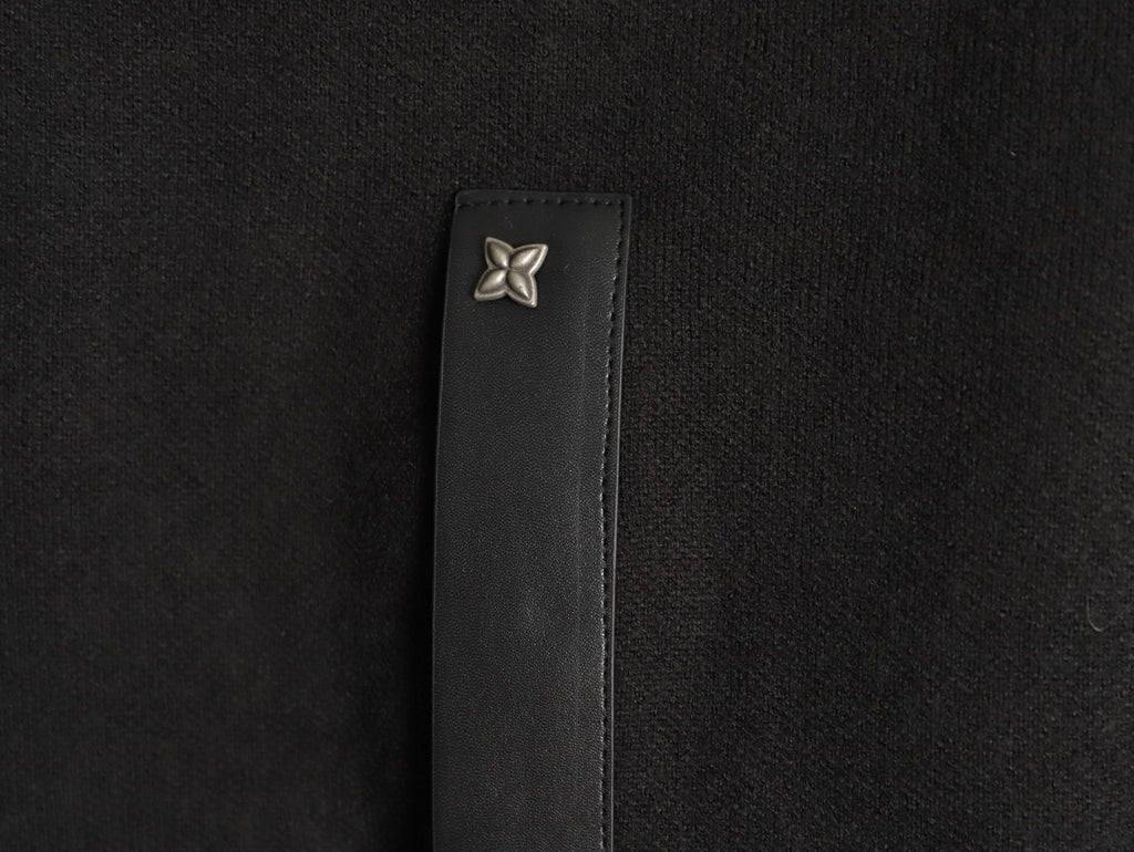 Louis Vuitton LV Leather-Trim Black Knit Blouson Jacket