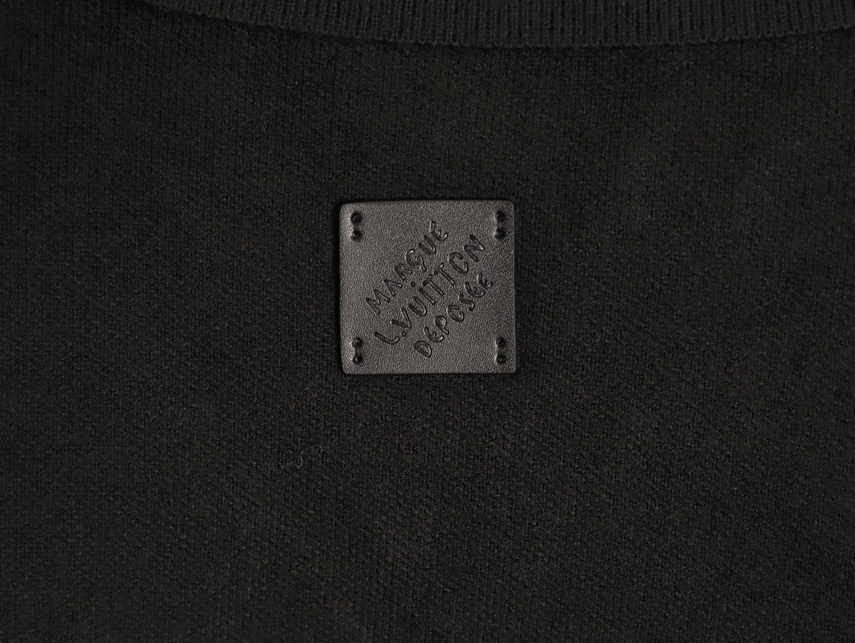Louis Vuitton LV Leather-Trim Black Knit Blouson Jacket