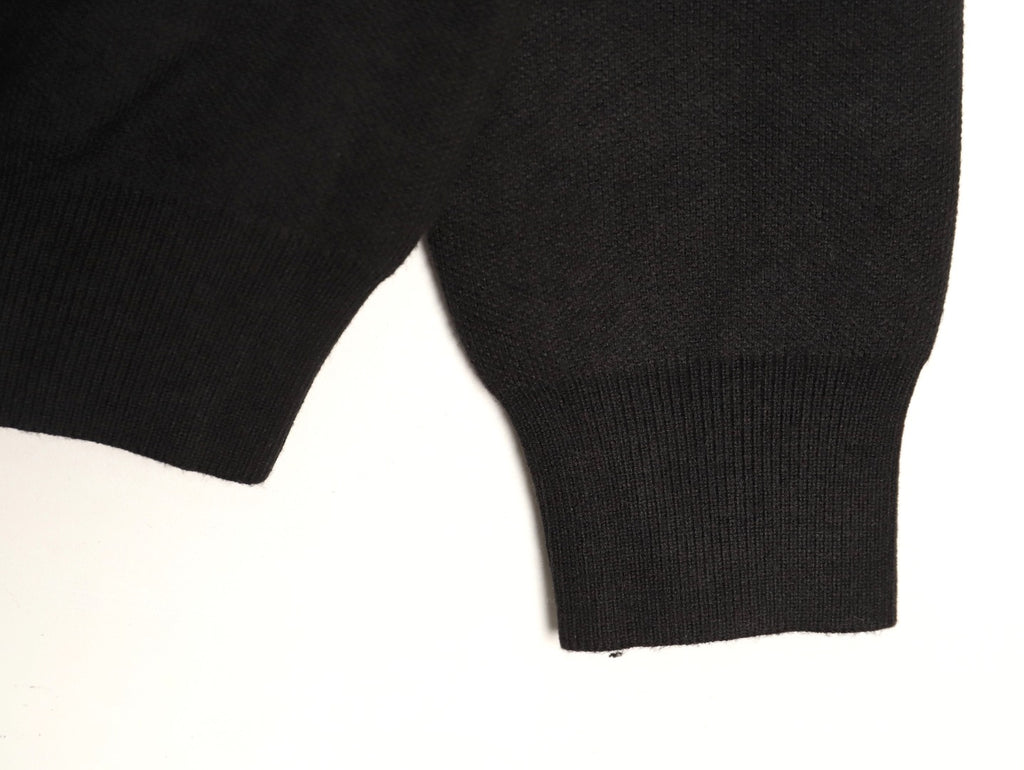 Louis Vuitton LV Leather-Trim Black Knit Blouson Jacket