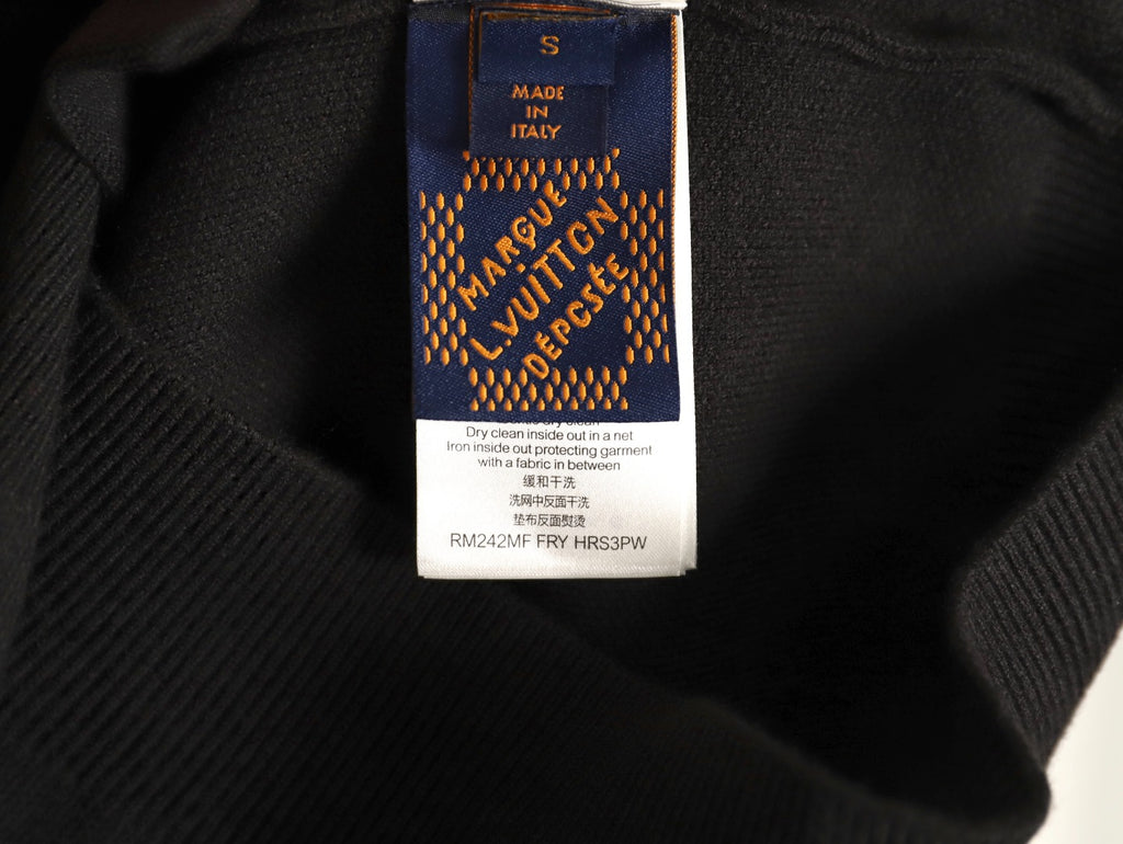 Louis Vuitton LV Leather-Trim Black Knit Blouson Jacket