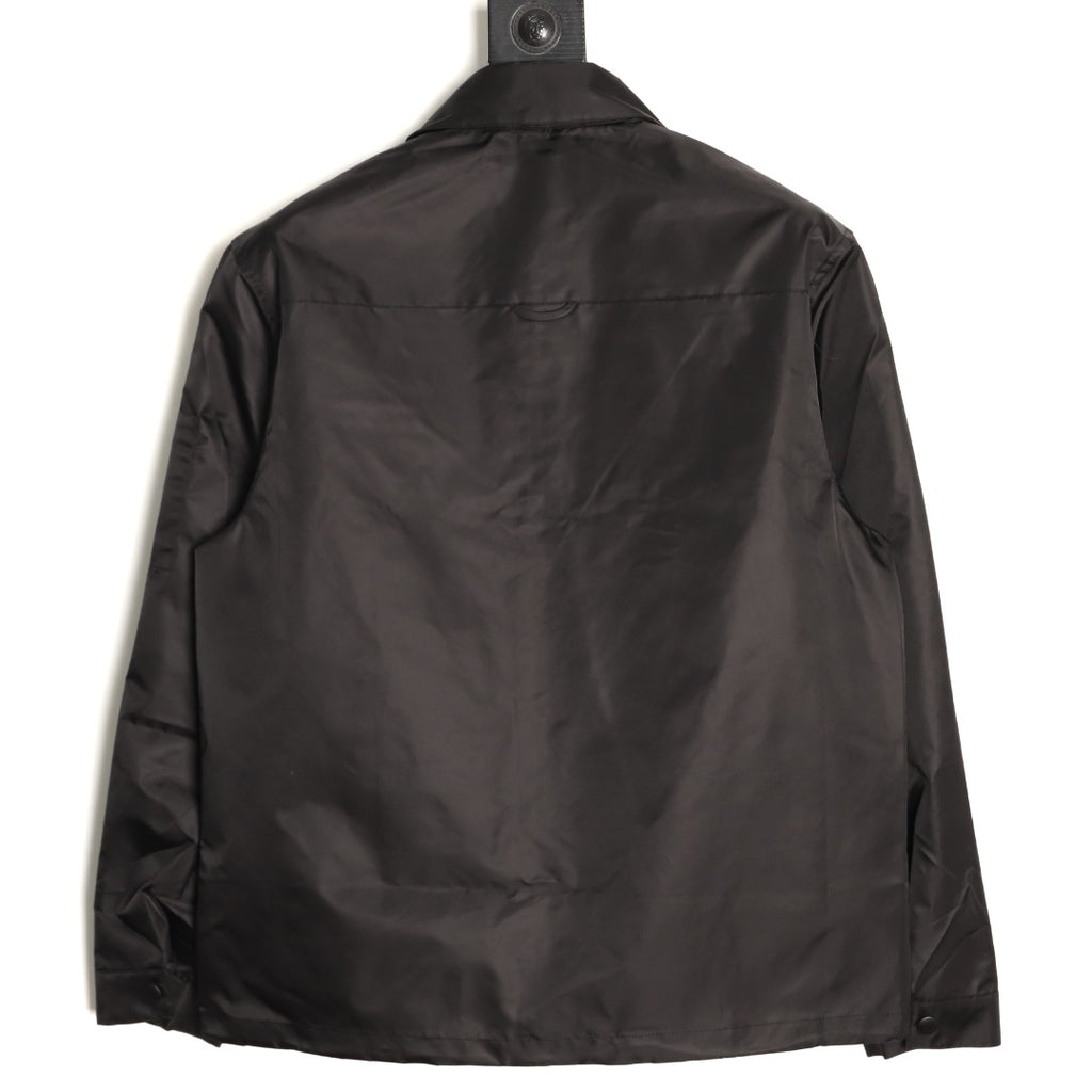 Prada PRD Zip-Pocket Black Nylon Collared Jacket