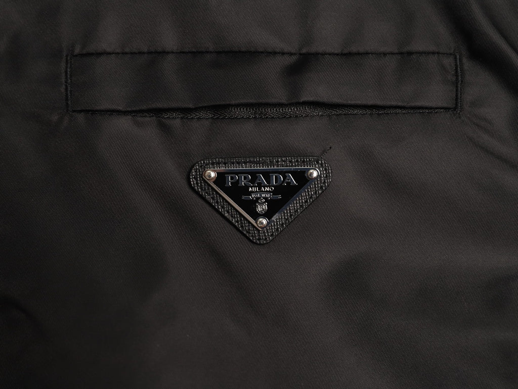 Prada PRD Zip-Pocket Black Nylon Collared Jacket