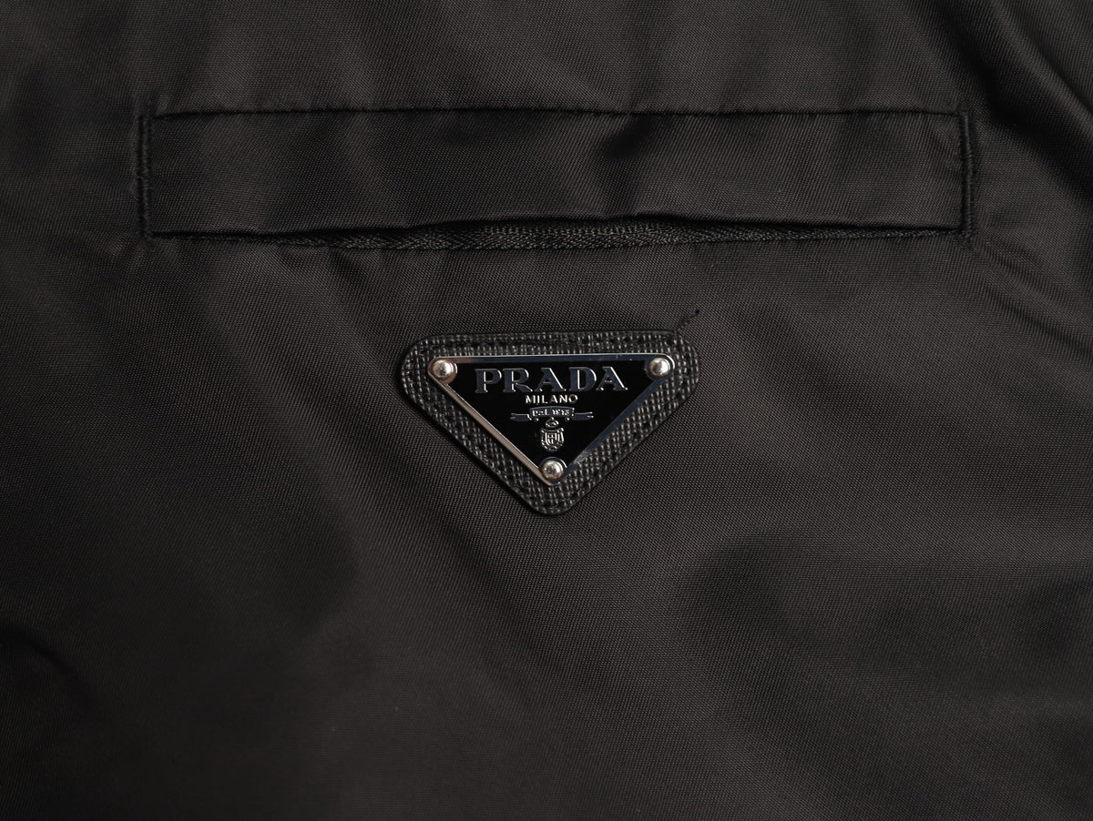 Prada PRD Zip-Pocket Black Nylon Collared Jacket