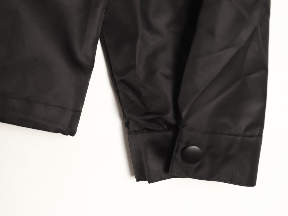 Prada PRD Zip-Pocket Black Nylon Collared Jacket