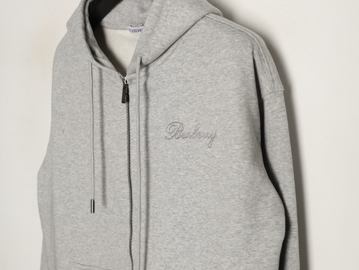 Burberry BBR Check Signature Light Gray Zip Hoodie