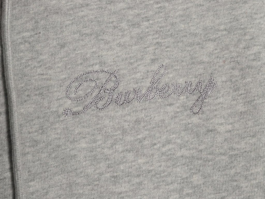 Burberry BBR Check Signature Light Gray Zip Hoodie
