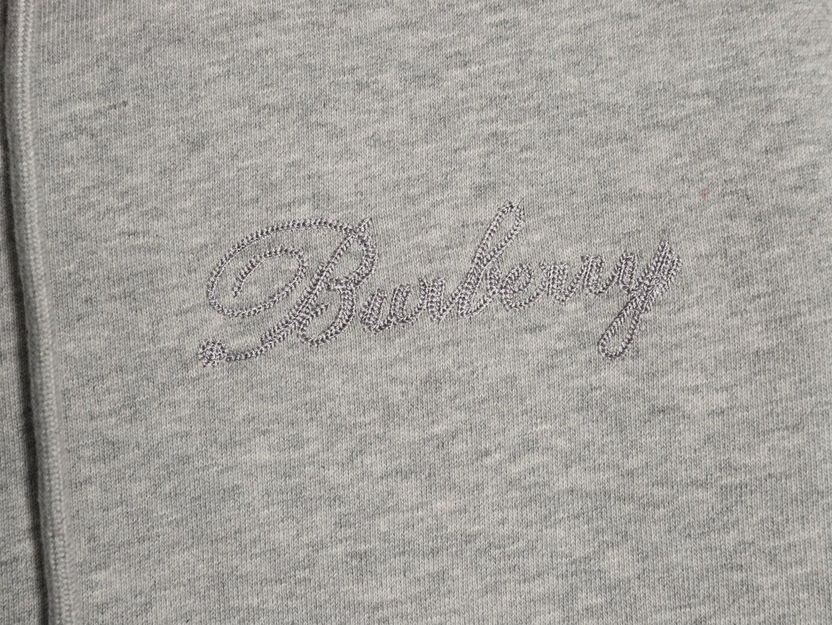 Burberry BBR Check Signature Light Gray Zip Hoodie