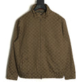 Gucci GUC Allover Monogram Brown Jacquard Stand-Collar Jacket