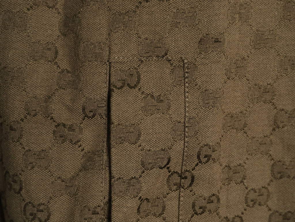 Gucci GUC Allover Monogram Brown Jacquard Stand-Collar Jacket