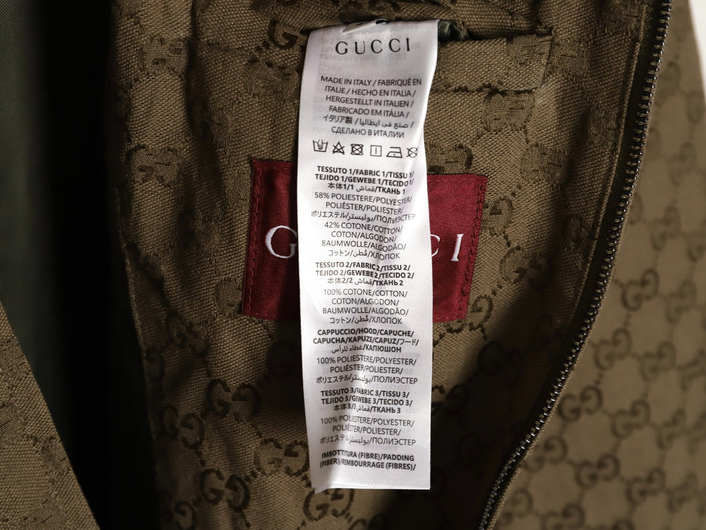 Gucci GUC Allover Monogram Brown Jacquard Stand-Collar Jacket