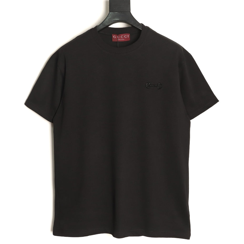 Gucci Hand-Beaded Horsebit Logo Black T-Shirt