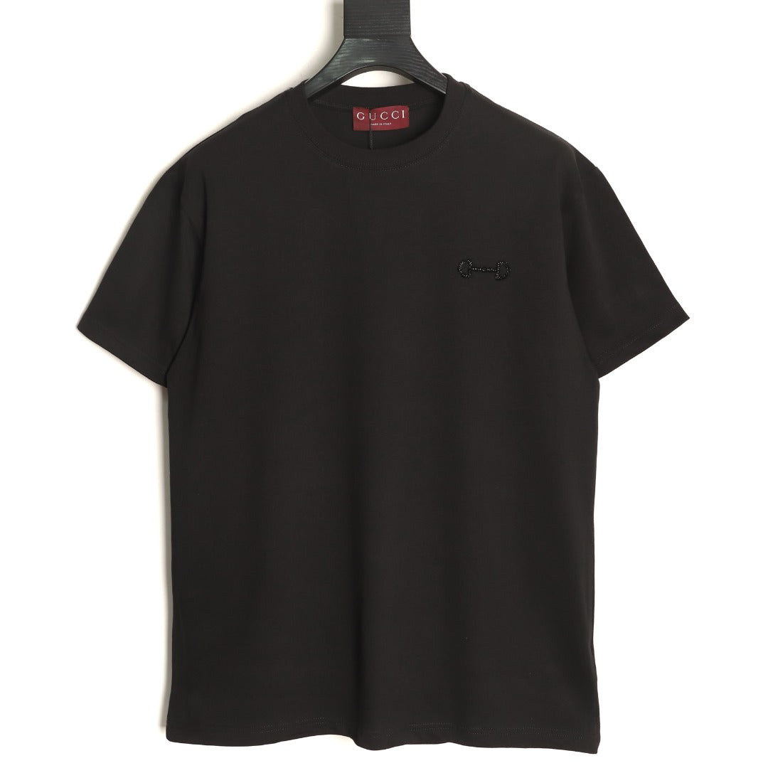 Gucci Hand-Beaded Horsebit Logo Black T-Shirt