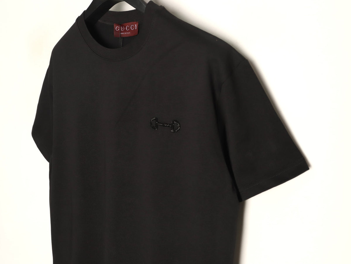 Gucci Hand-Beaded Horsebit Logo Black T-Shirt