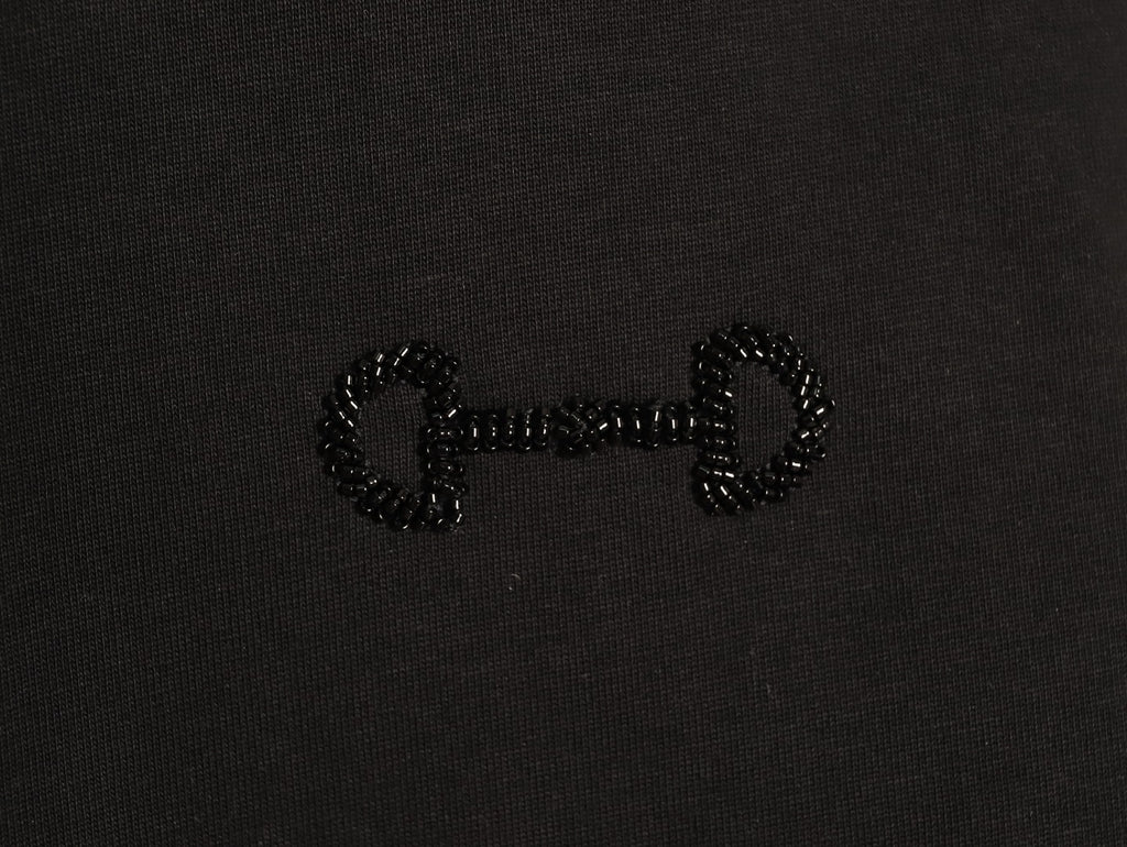 Gucci Hand-Beaded Horsebit Logo Black T-Shirt