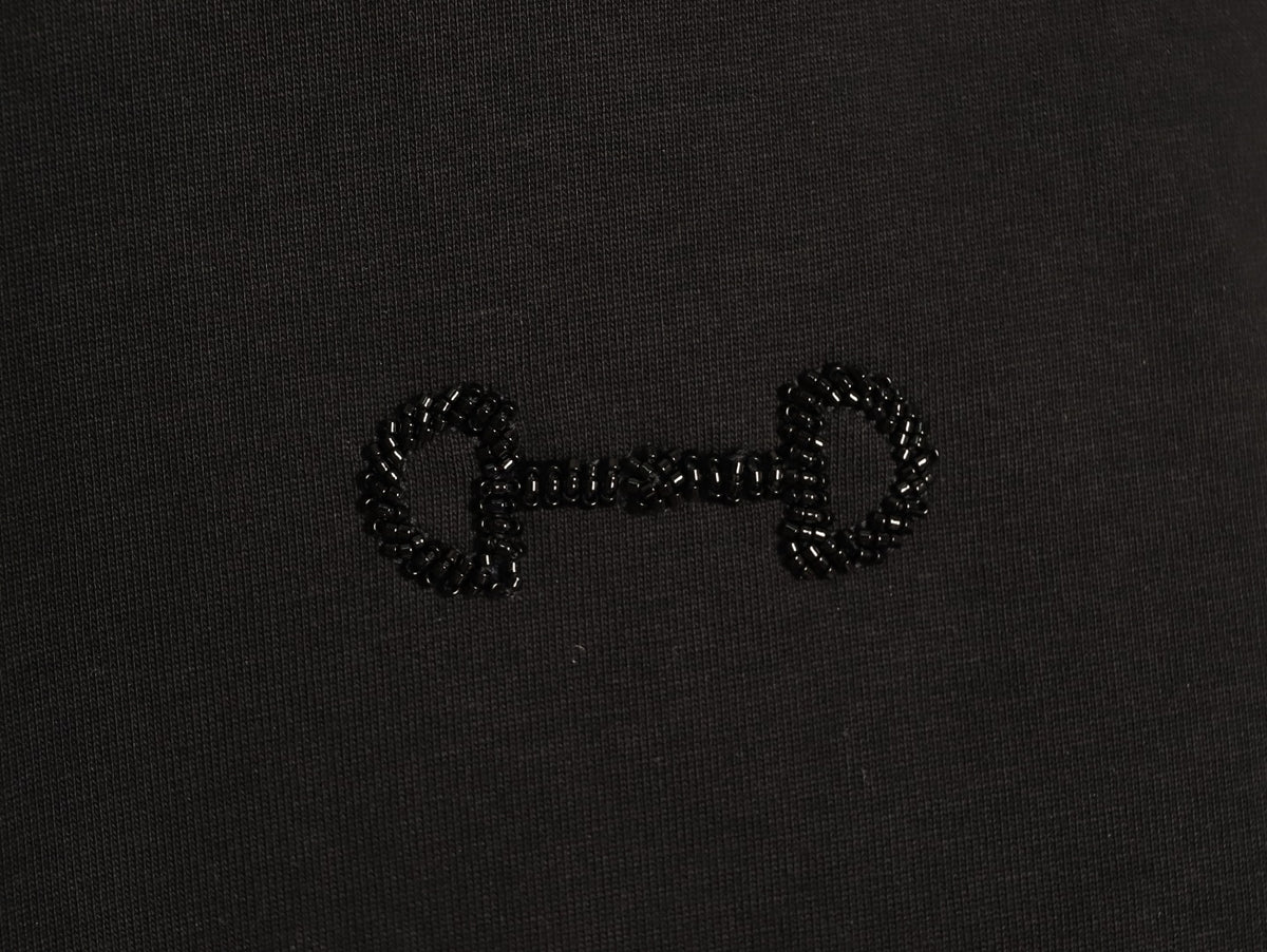 Gucci Hand-Beaded Horsebit Logo Black T-Shirt